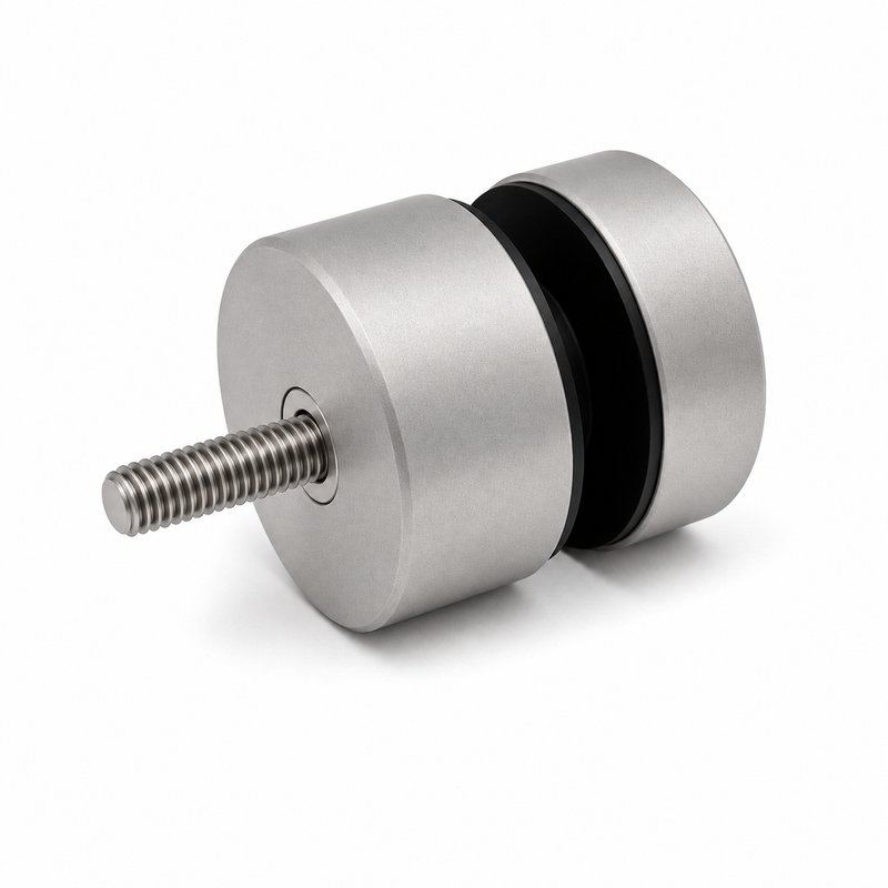 Threaded-Stud Glass Pool Fence Standoff — Matte silver appearance concept