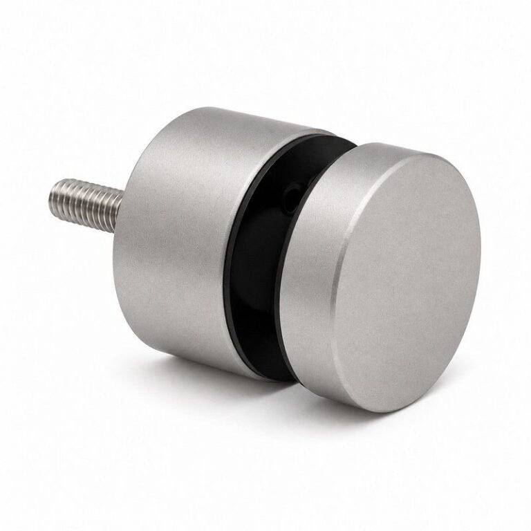 Threaded-Stud Glass Pool Fence Standoff — Matte silver appearance concept