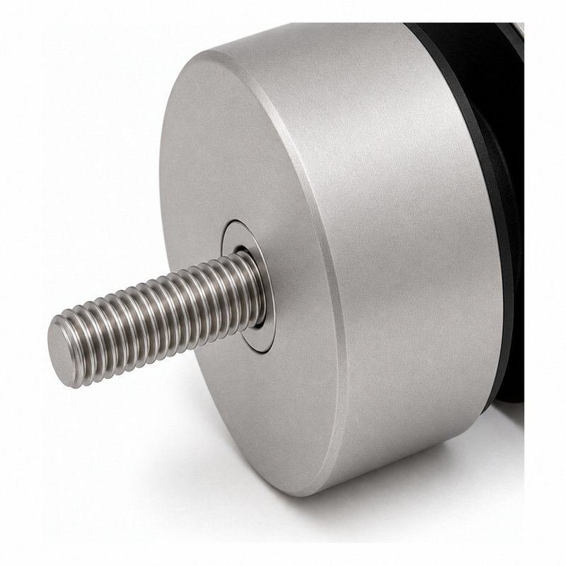 Threaded-Stud Glass Pool Fence Standoff — Matte silver appearance concept