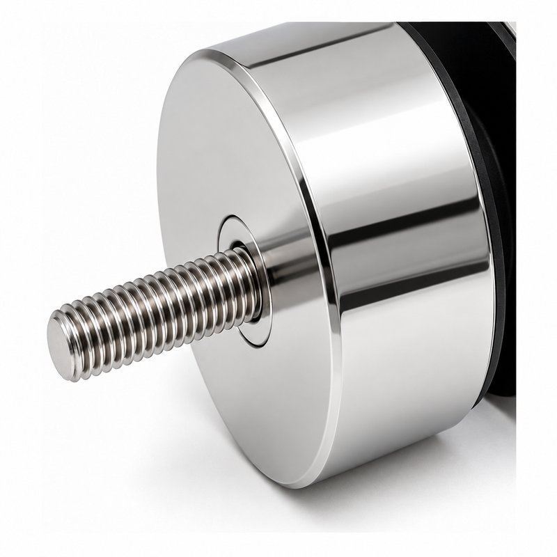 Threaded-Stud Glass Pool Fence Standoff — Polished silver appearance concept