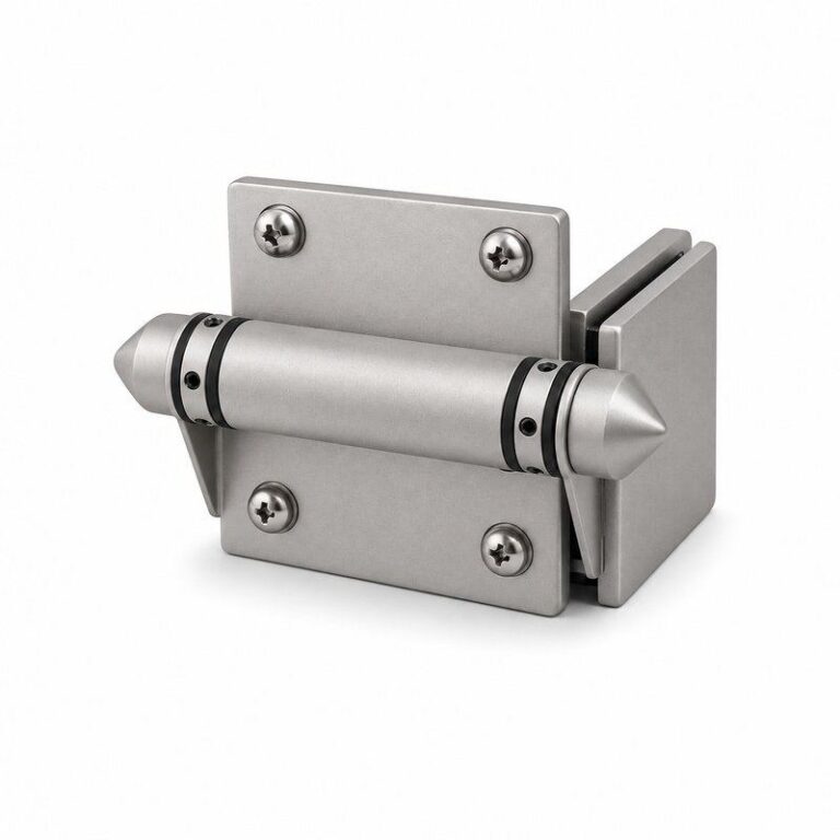 Conical-Cap Wall-Mount Pool Gate Hinge — Matte silver appearance concept