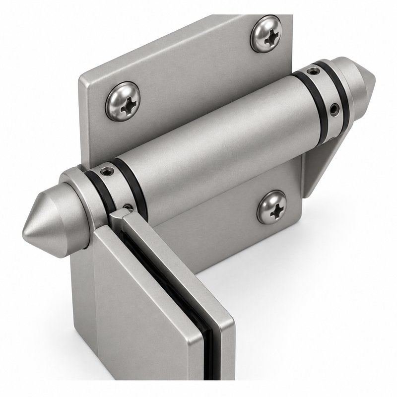 Conical-Cap Wall-Mount Pool Gate Hinge — Matte silver appearance concept