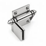 Conical-Cap Wall-Mount Pool Gate Hinge — Polished silver appearance concept