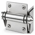 Conical-Cap Wall-Mount Pool Gate Hinge — Polished silver appearance concept