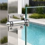 Conical-Cap Wall-Mount Pool Gate Hinge — Polished silver appearance concept