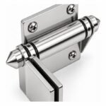 Conical-Cap Wall-Mount Pool Gate Hinge — Polished silver appearance concept