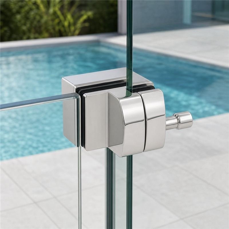Right-Angle Glass Pool Gate Latch