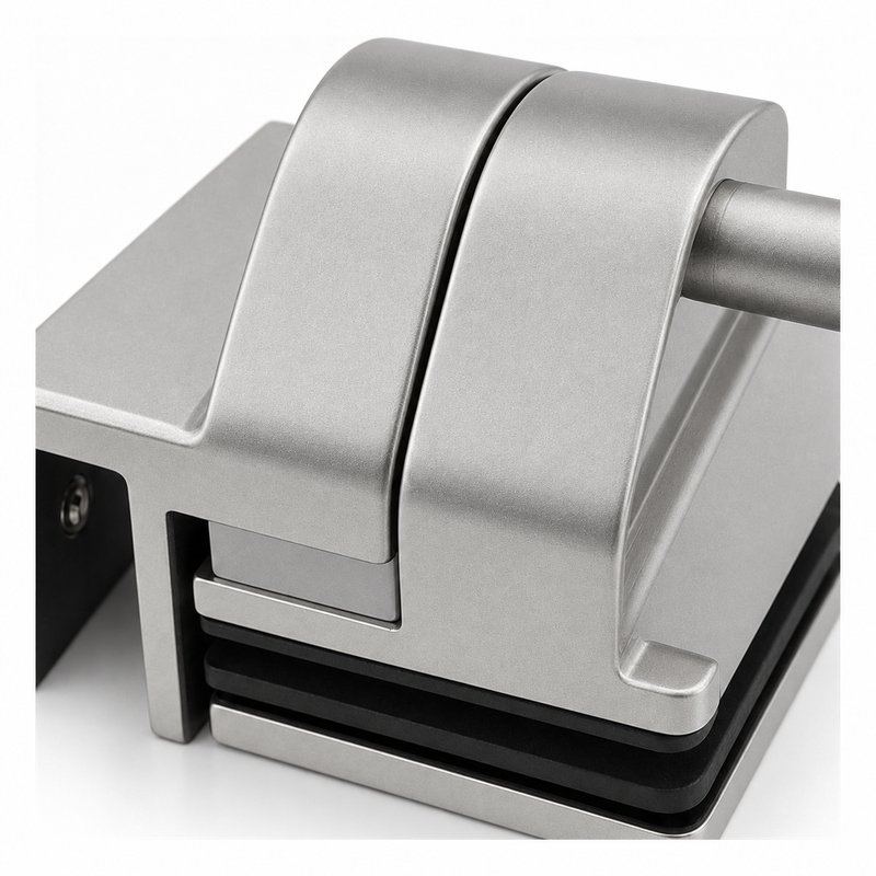 Right-Angle Glass Pool Gate Latch — Matte silver appearance concept