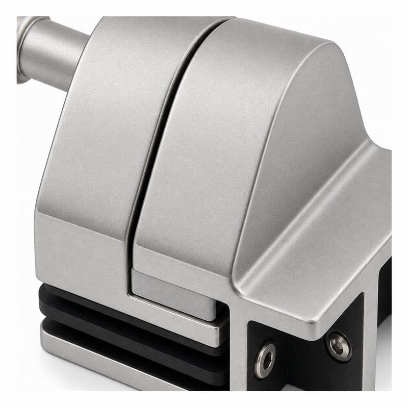 Right-Angle Glass Pool Gate Latch — Matte silver appearance concept