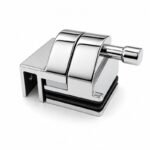 Right-Angle Glass Pool Gate Latch — Polished silver appearance concept