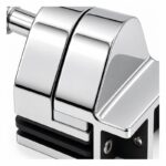 Right-Angle Glass Pool Gate Latch — Polished silver appearance concept
