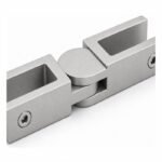 Pivoting Glass Pool Fence Connector — Matte silver appearance concept