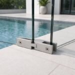 Pivoting Glass Pool Fence Connector — Matte silver appearance concept