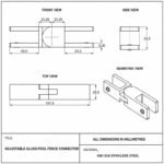 Pivoting Glass Pool Fence Connector — Matte silver appearance concept