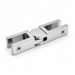 Pivoting Glass Pool Fence Connector — Polished silver appearance concept