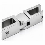 Pivoting Glass Pool Fence Connector — Polished silver appearance concept