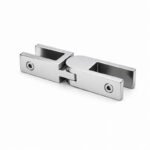 Pivoting Glass Pool Fence Connector — Polished silver appearance concept