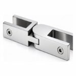 Pivoting Glass Pool Fence Connector — Polished silver appearance concept