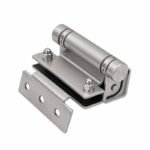 Flat-Leaf Pool Gate Hinge with Acorn Nuts — Matte silver appearance concept
