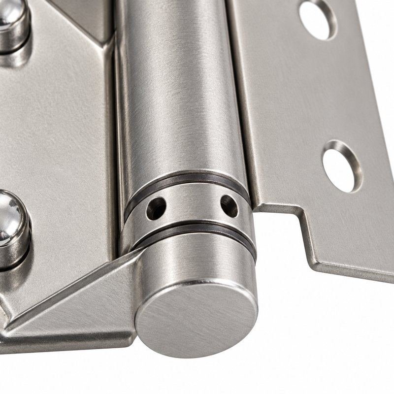 Flat-Leaf Pool Gate Hinge with Acorn Nuts — Matte silver appearance concept