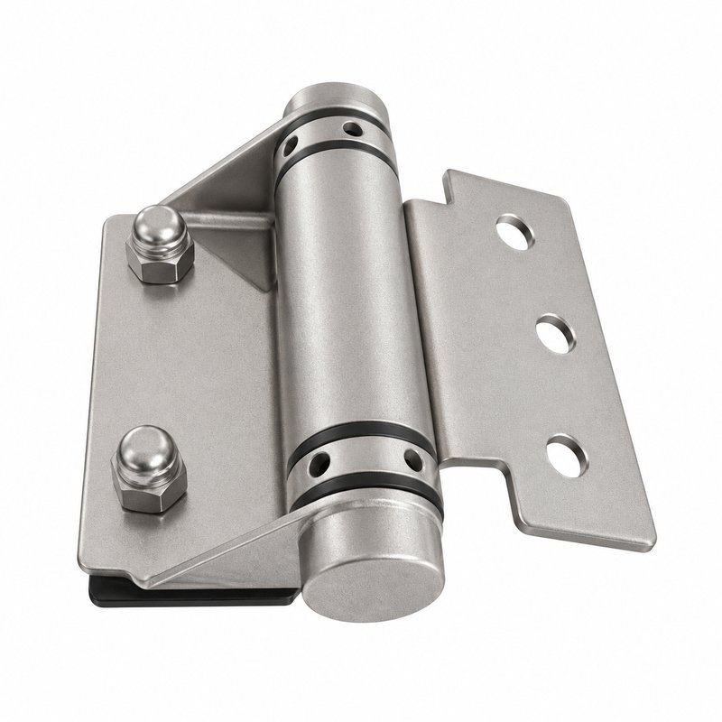 Flat-Leaf Pool Gate Hinge with Acorn Nuts — Matte silver appearance concept