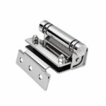 Flat-Leaf Pool Gate Hinge with Acorn Nuts — Polished silver appearance concept