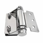 Flat-Leaf Pool Gate Hinge with Acorn Nuts — Polished silver appearance concept