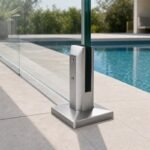Silver Square Cover-Plate Pool Fence Spigot