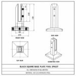Silver Square Cover-Plate Pool Fence Spigot