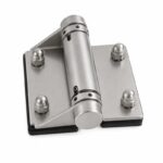 Acorn-Nut Glass-to-Glass Pool Gate Hinge — Matte silver appearance concept