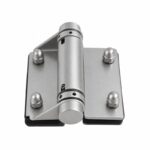 Acorn-Nut Glass-to-Glass Pool Gate Hinge — Matte silver appearance concept
