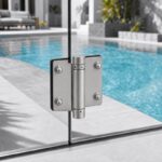 Acorn-Nut Glass-to-Glass Pool Gate Hinge — Matte silver appearance concept
