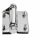 Acorn-Nut Glass-to-Glass Pool Gate Hinge — Polished silver appearance concept