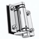 Acorn-Nut Glass-to-Glass Pool Gate Hinge — Polished silver appearance concept