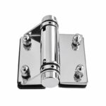 Acorn-Nut Glass-to-Glass Pool Gate Hinge — Polished silver appearance concept