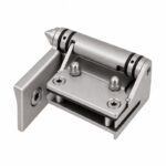 Right-Angle Barrel Pool Gate Hinge — Matte silver appearance concept