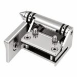 Right-Angle Barrel Pool Gate Hinge — Polished silver appearance concept