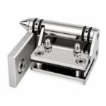 Right-Angle Barrel Pool Gate Hinge — Polished silver appearance concept
