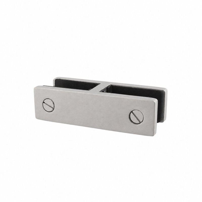 Straight Glass-to-Glass Pool Fence Clamp — Matte silver appearance concept