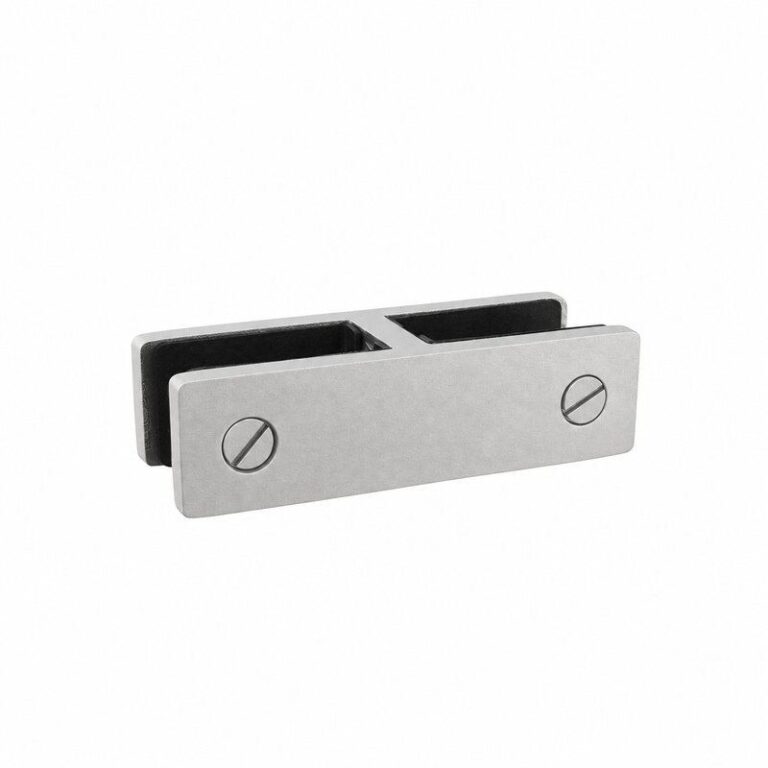Straight Glass-to-Glass Pool Fence Clamp — Matte silver appearance concept