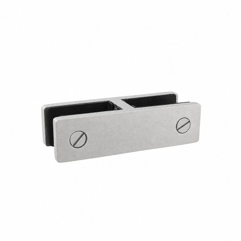 Straight Glass-to-Glass Pool Fence Clamp — Matte silver appearance concept