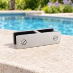 Straight Glass-to-Glass Pool Fence Clamp — Matte silver appearance concept