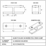 Straight Glass-to-Glass Pool Fence Clamp — Matte silver appearance concept