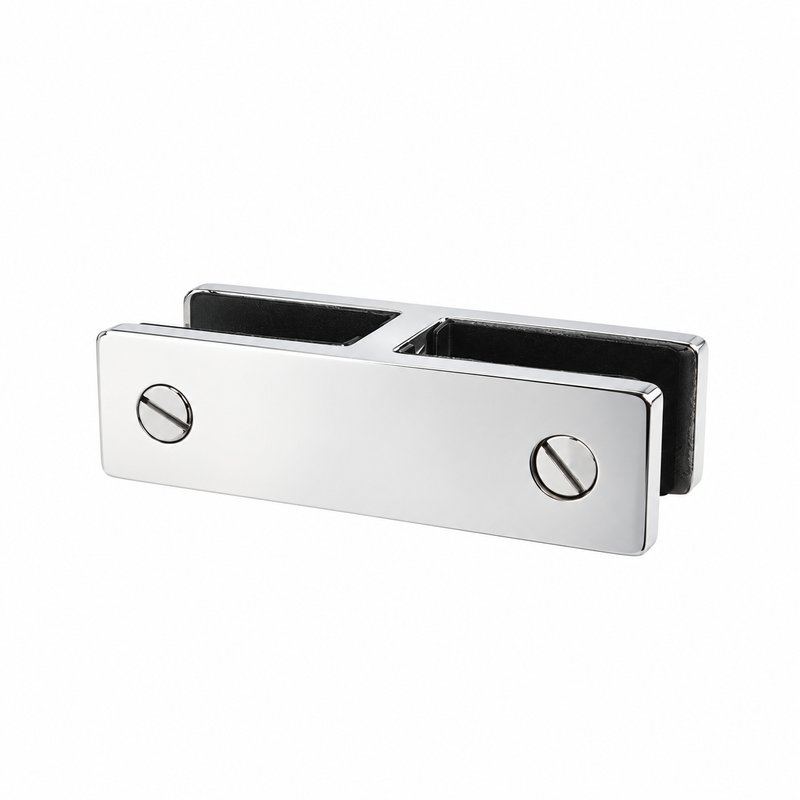 Straight Glass-to-Glass Pool Fence Clamp — Polished silver appearance concept
