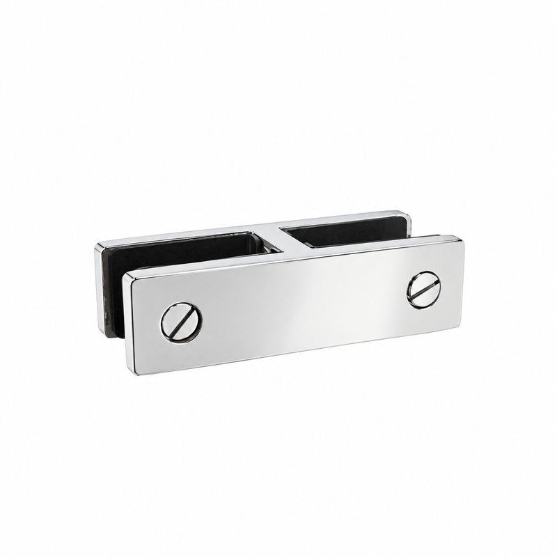 Straight Glass-to-Glass Pool Fence Clamp — Polished silver appearance concept