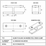 Straight Glass-to-Glass Pool Fence Clamp — Polished silver appearance concept
