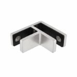 Corner Glass-to-Glass Pool Fence Clamp — Matte silver appearance concept