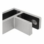 Corner Glass-to-Glass Pool Fence Clamp — Matte silver appearance concept