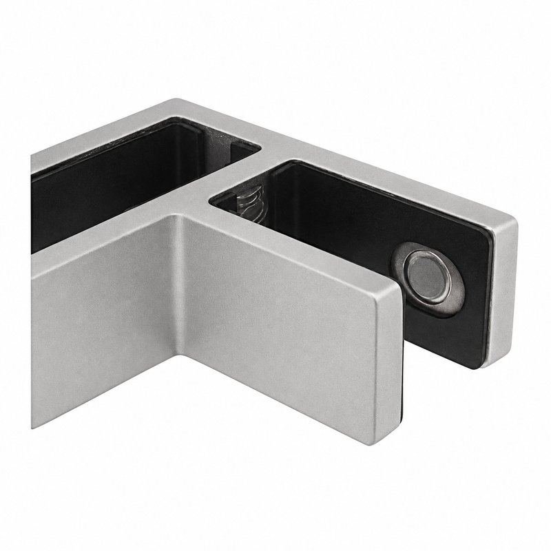 Corner Glass-to-Glass Pool Fence Clamp — Matte silver appearance concept