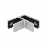 Corner Glass-to-Glass Pool Fence Clamp — Matte silver appearance concept